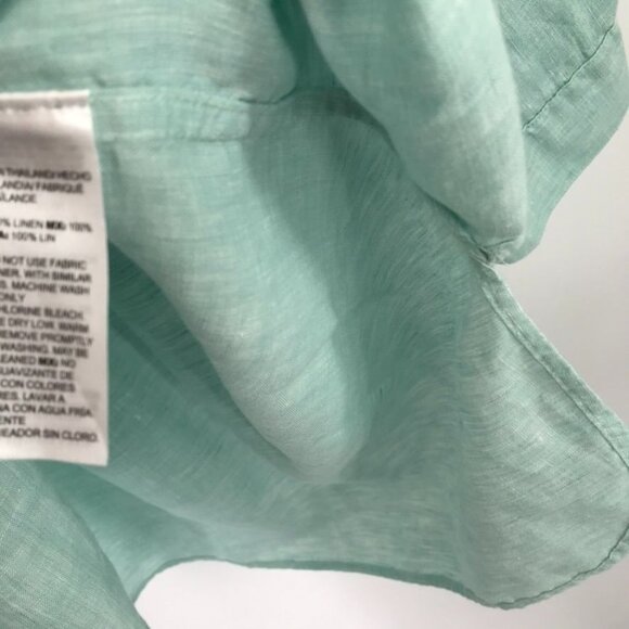 Chicos 2 Womens NoIron fresh chic Tunic Shirt Size large Linen Green 3 /4 Sleeve - Picture 8 of 13